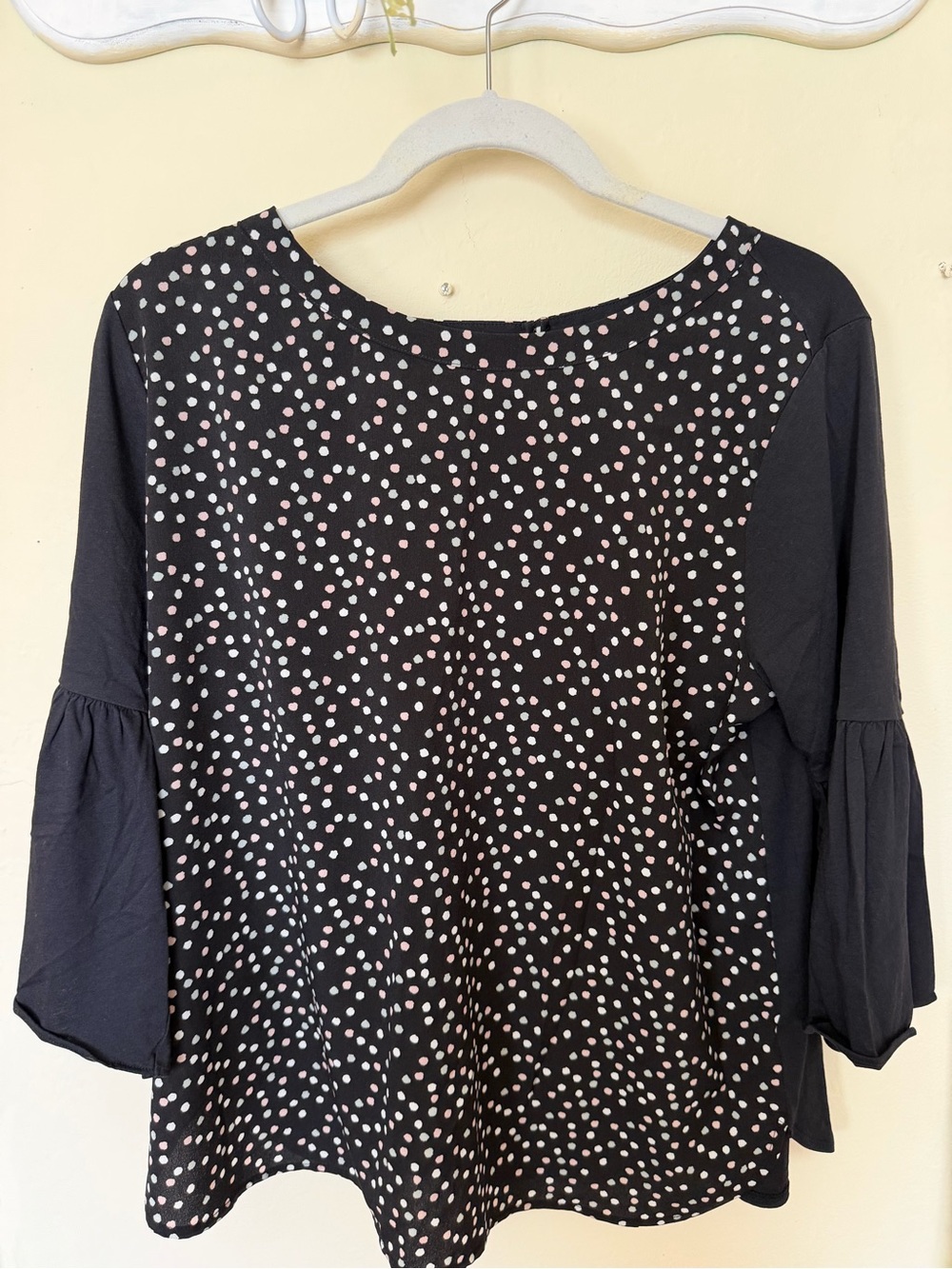 Van Heusen Black Top with Pink & White Polka Dots